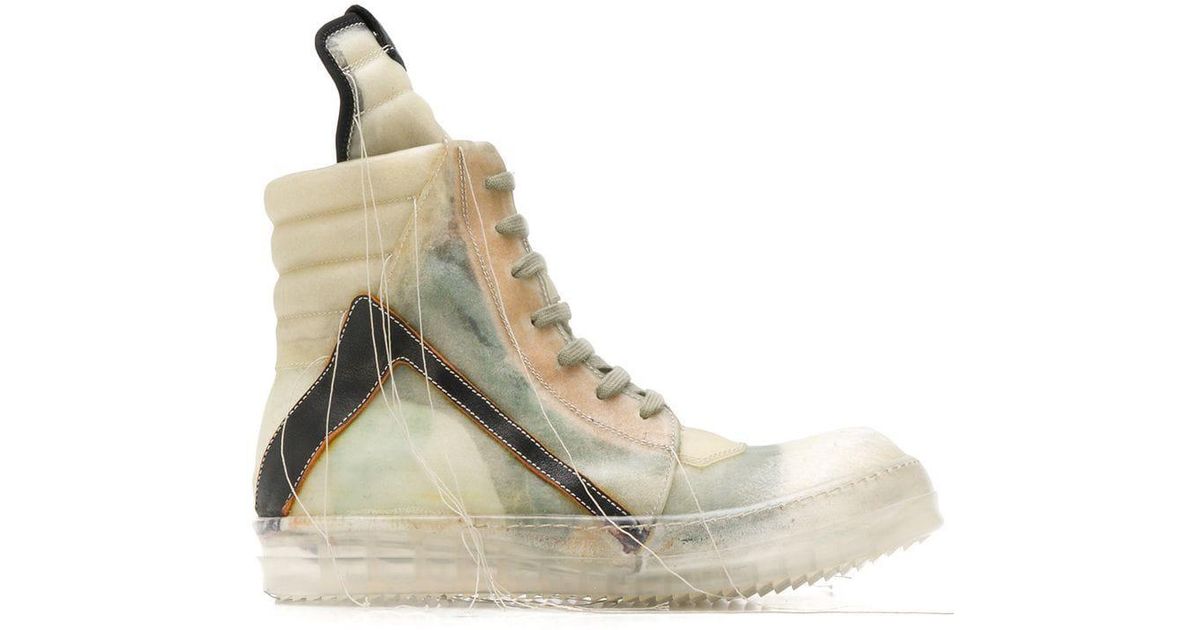 Rick Owens Leather Babel Geobasket Hi-top Sneakers in Green for Men | Lyst UK