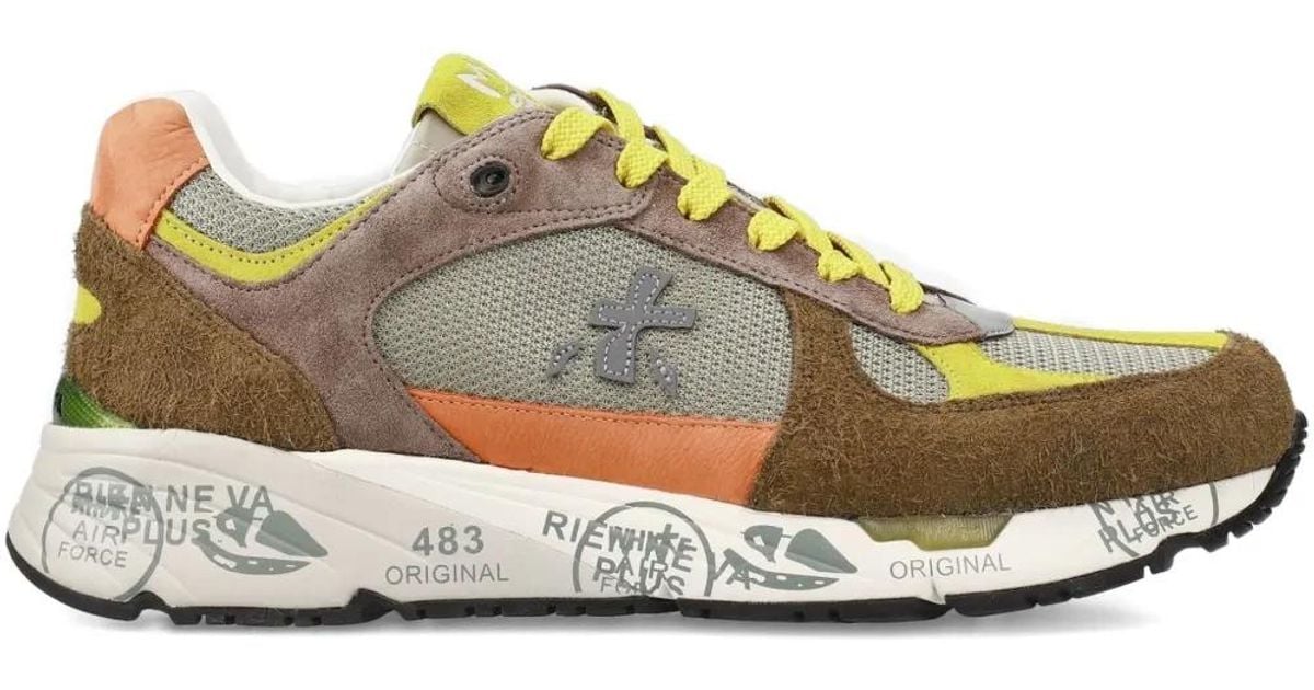 Premiata Mase 7867 Panelled Sneakers in Green for Men | Lyst