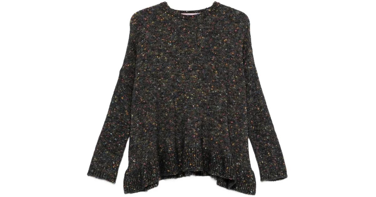 Kristina Ti Speckled Ruffled Sweater in Black | Lyst UK