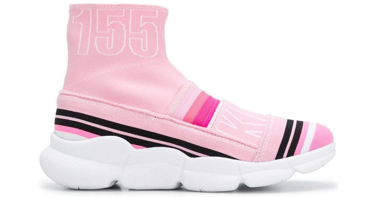 MSGM Cotton Branded Sock Sneakers in 