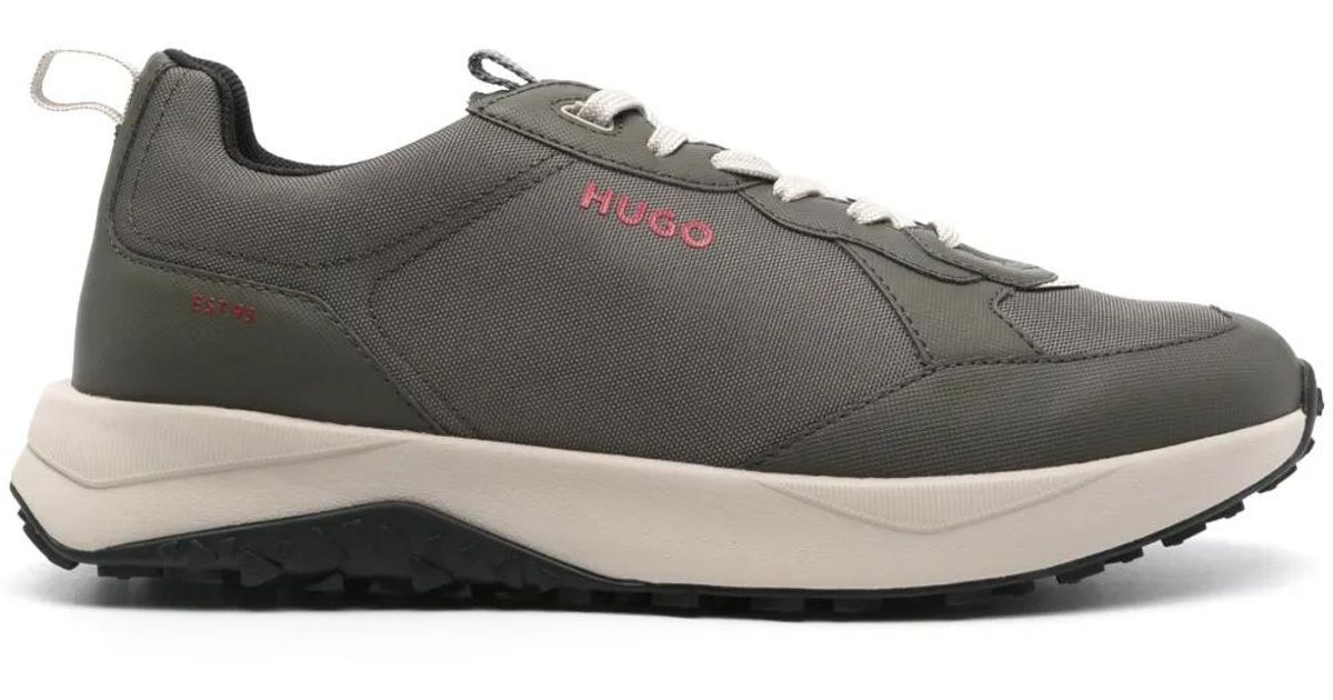 Raised Boss BOSS Raised-Logo Panelled Sneakers in Gray for Men | Lyst
