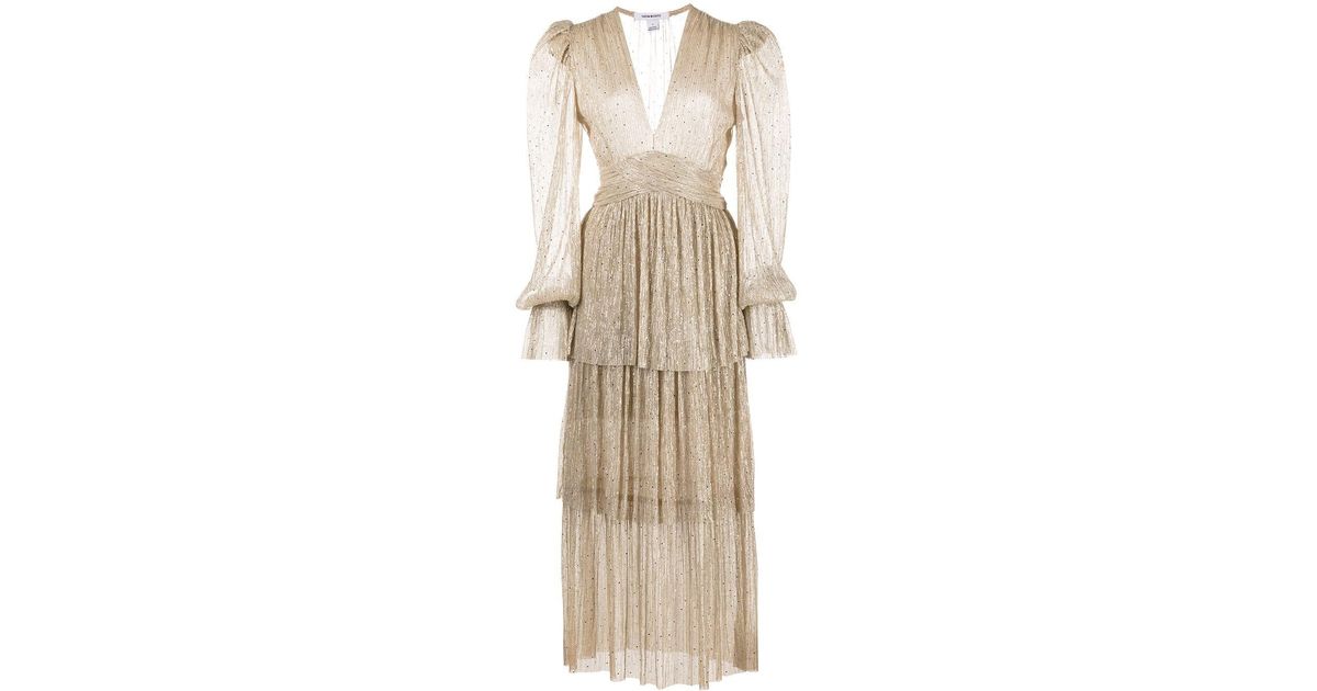 Sabina Musayev Marais Metallic Crease-effect Midi-dress in Gold (Natural) | Lyst Canada