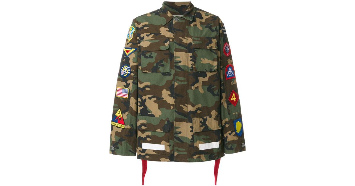 off white camo patch jacket