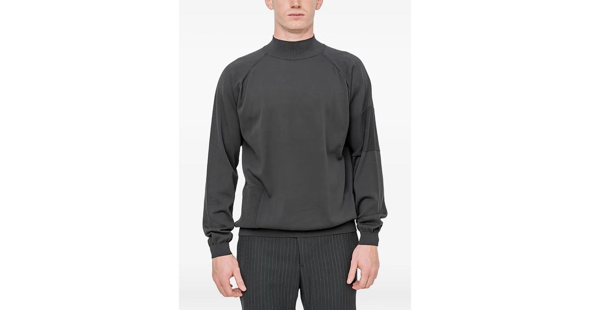 DEVOA Mock-Neck Panelled Sweater in Gray for Men | Lyst