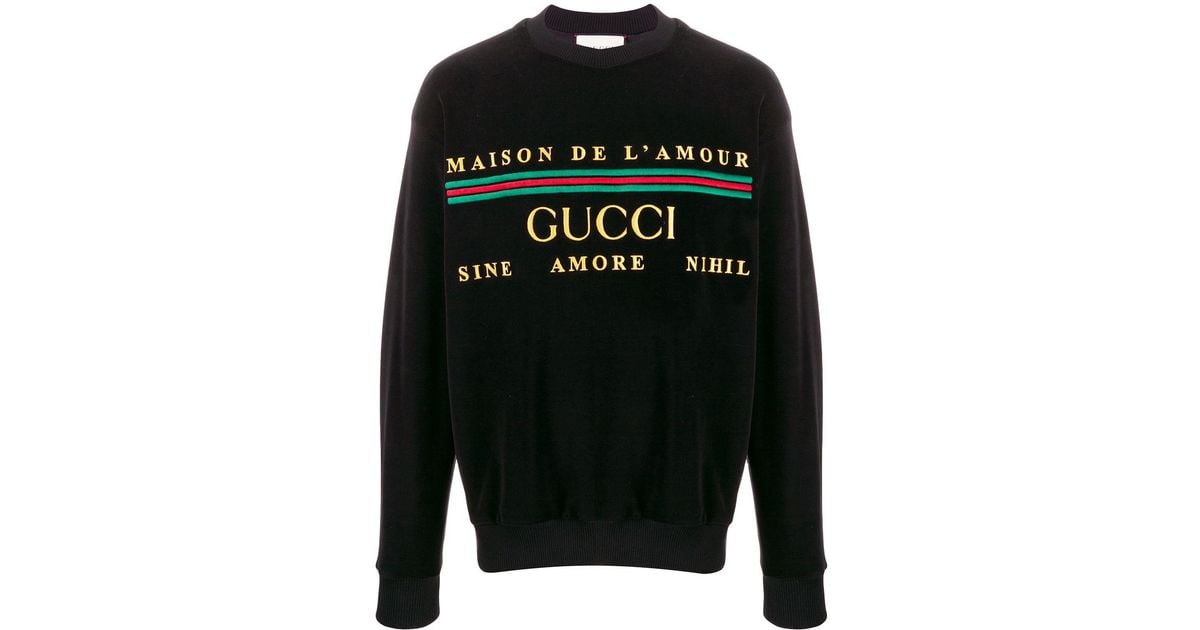 Gucci Maison De L'amour Velvet Sweatshirt in Black for Men Gucci Maison De L'amour Velvet Sweatshirt in Black for Men
