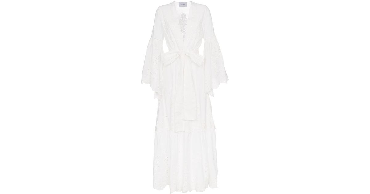 white eyelet dress with bell sleeves