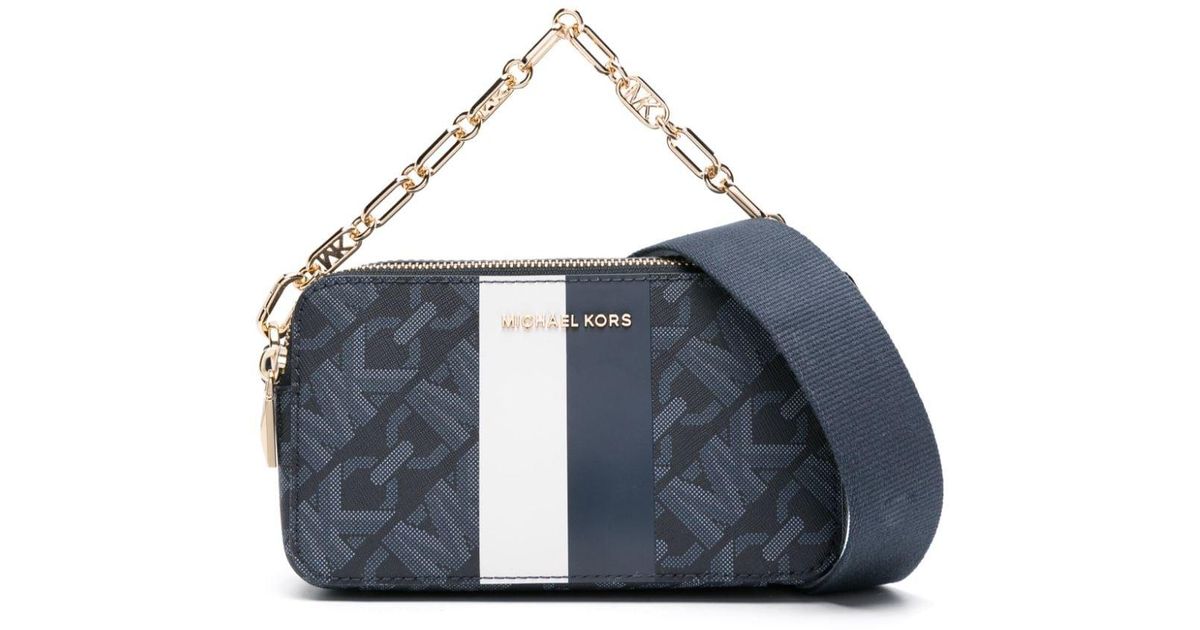 MICHAEL Michael Kors Jet Set Monogram Crossbody Bag in Blue | Lyst UK