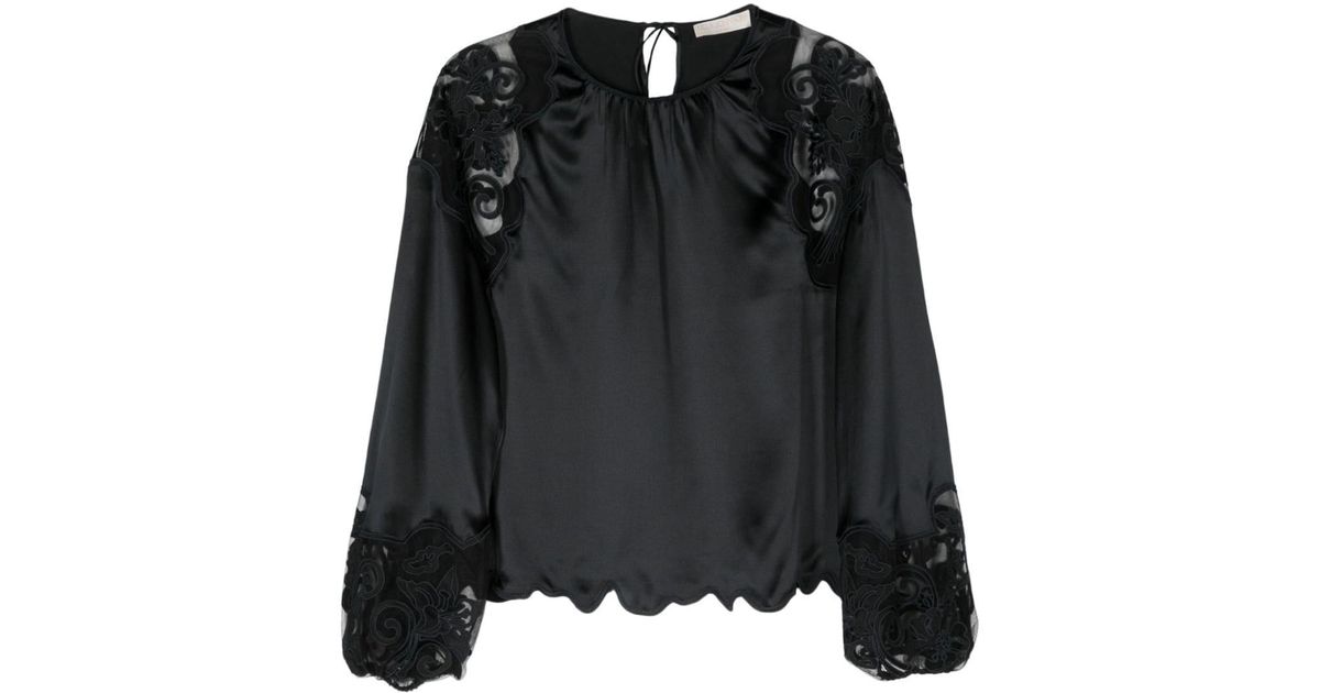 Ulla Johnson Annabella floral-print silk blouse - Black