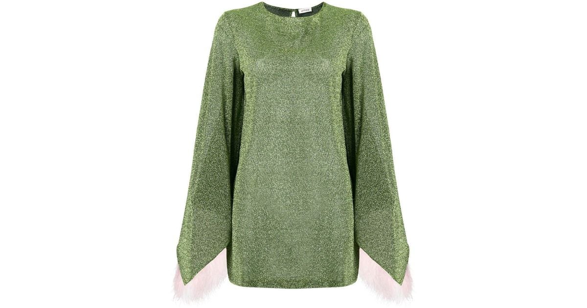 The Attico Feather Trim Mini Dress in Green | Lyst The Attico Feather Trim Mini Dress in Green | Lyst