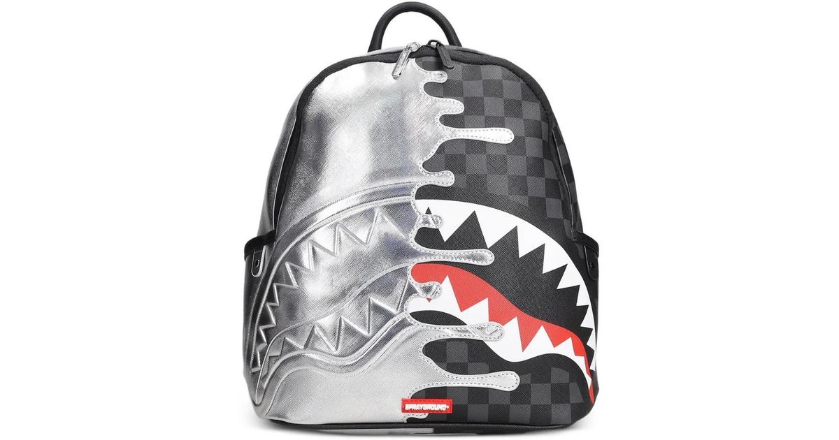 Sprayground Checkerboard Shark-Mouth Backpack in Gray for Men | Lyst