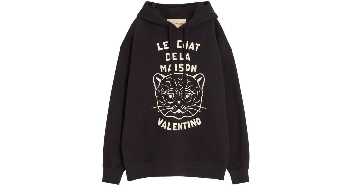 パーカー・フーディ VALENTINO GARAVANI CHAT DE LA MAISON PATCH HOODIE Valentino Garavani Chat De La Maison Patch Hoodie | Black