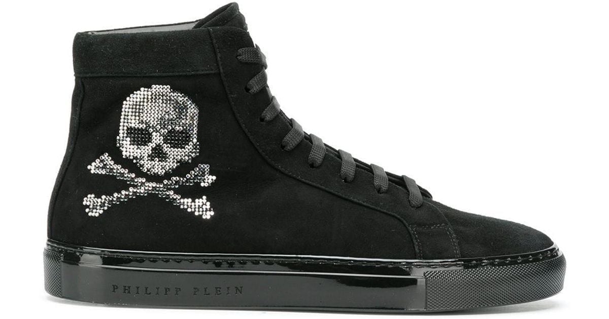 Philipp Plein Swarovski Crystal Skull Sneakers in Black for Men | Lyst