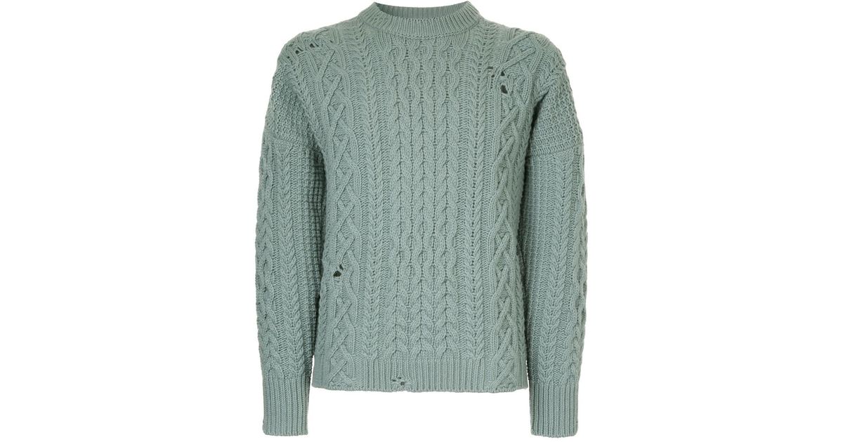 blue chunky knit jumper
