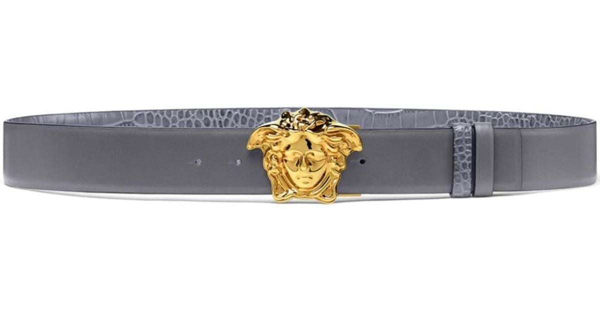 Versace La Medusa Reversible Leather Belt in Blue for Men Lyst UK