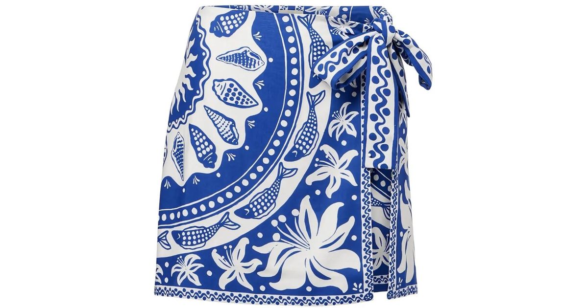 Farm Rio Ocean FARM Rio Ocean Scarf Mini Skirt in Blue | Lyst
