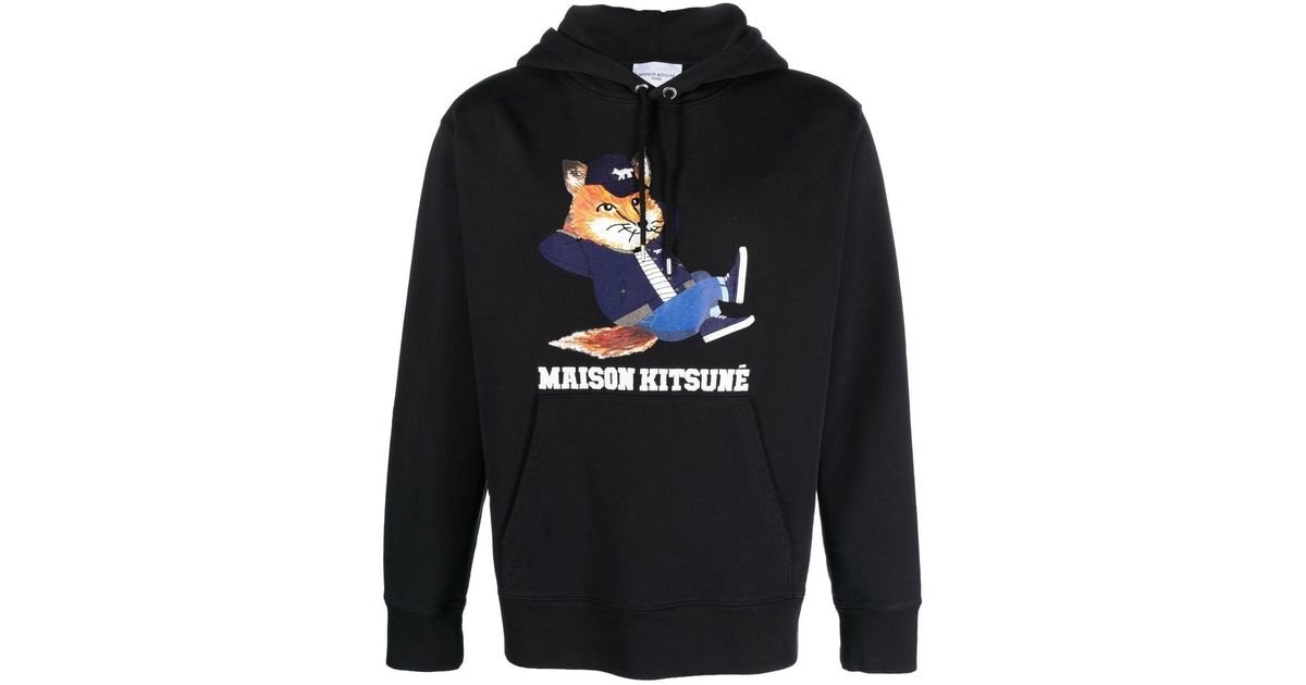Maison Kitsuné Baumwolle Hoodie mit Logo-Patch in Grün für Herren Training Herren Bekleidung Sport- und Fitnesskleidung Sweatshirts 