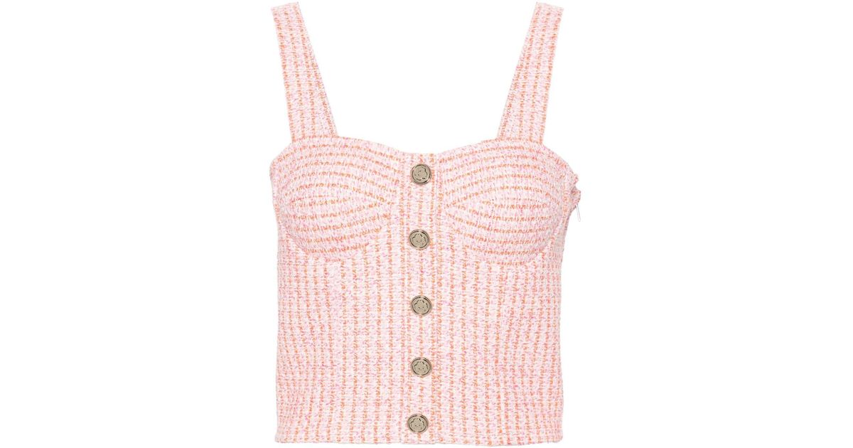 Maje Tweed Bustier Top in Pink | Lyst