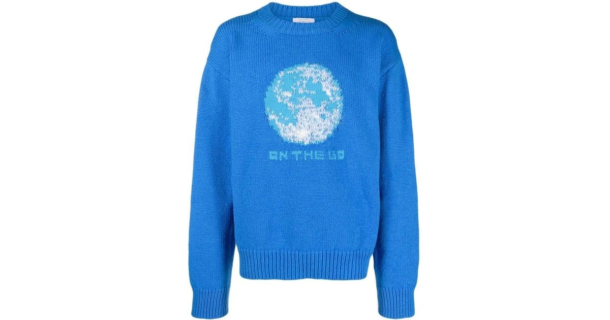 Blue off clearance white jumper