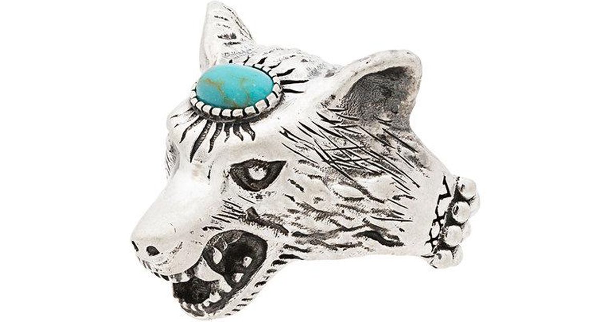 Gucci Turquoise Anger Forest Wolf Head 