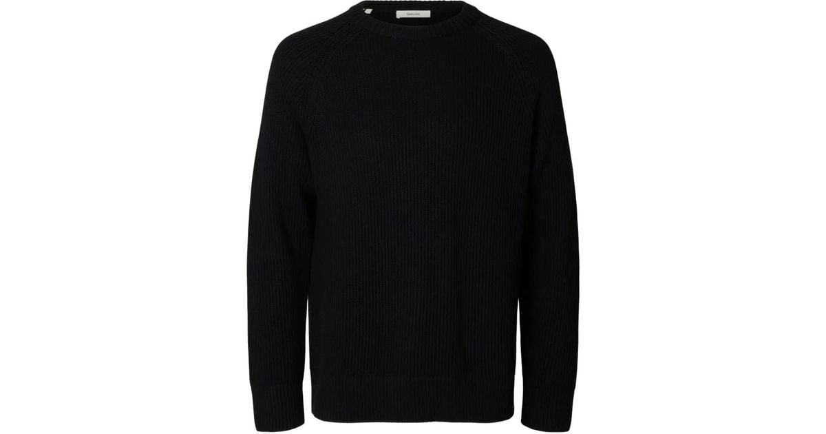 SELECTED Crew-Neck Sweater in Black for Men | Lyst