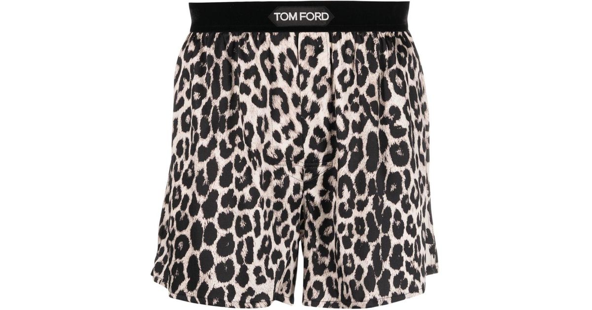 Tom Ford Leopardprint Silk Boxer in Black for Men Lyst