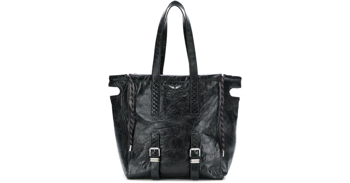 Zadig & Voltaire Leather Bianca Xl Tote Bag in Black - Lyst