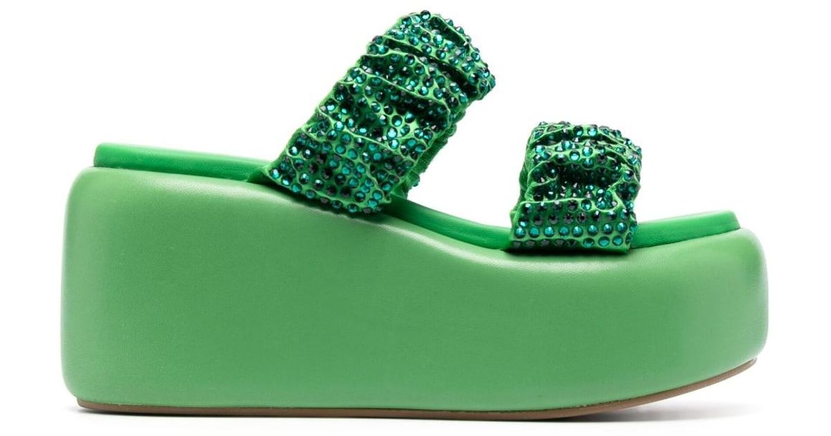 Le Silla Aiko 85mm Embellished Slides in Green | Lyst