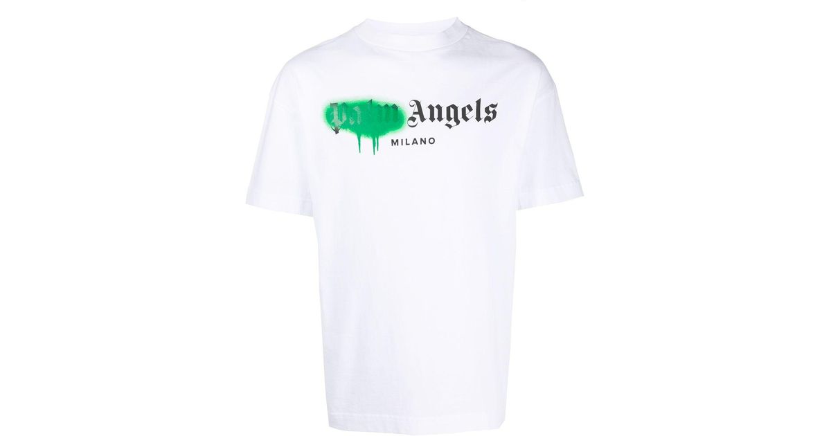 Palm Angels Spray Paint Print T-shirt in White for Men | Lyst UK