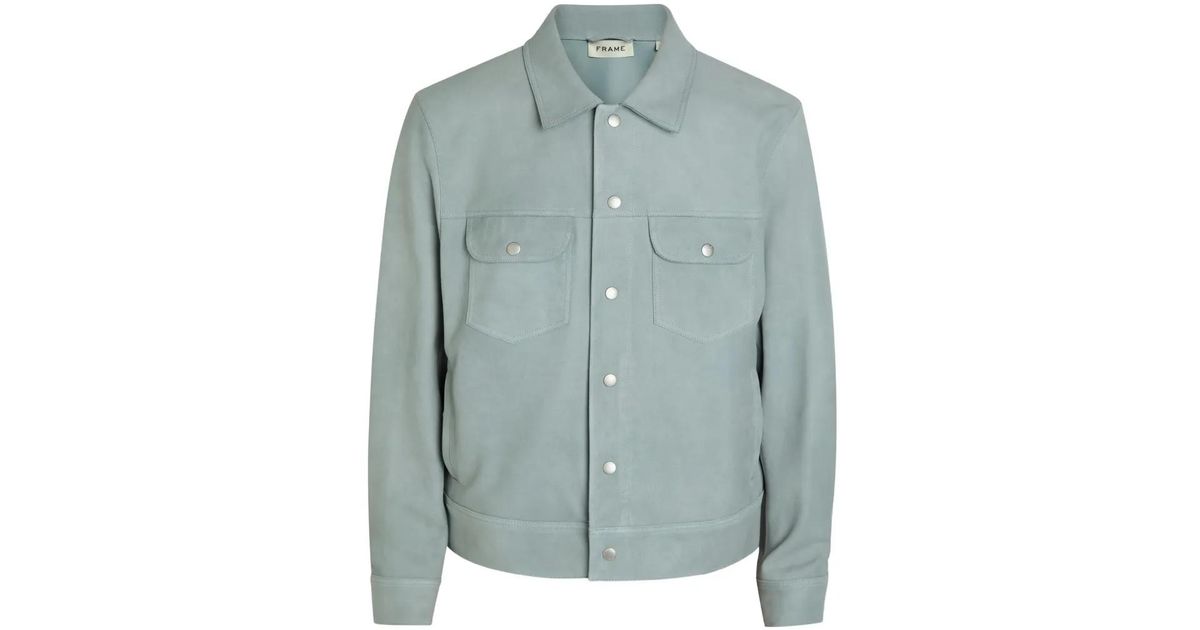 FRAME Pocket Leather Jacket in Blue for Men | Lyst UK
