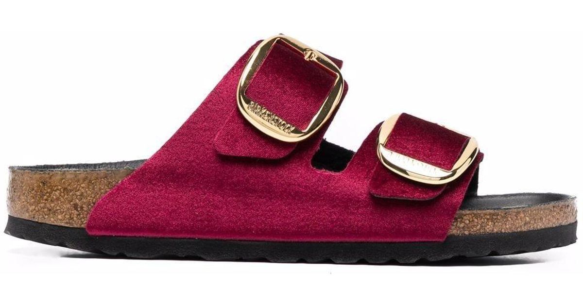 Birkenstock Velvet-strap Sandals in Red | Lyst Australia