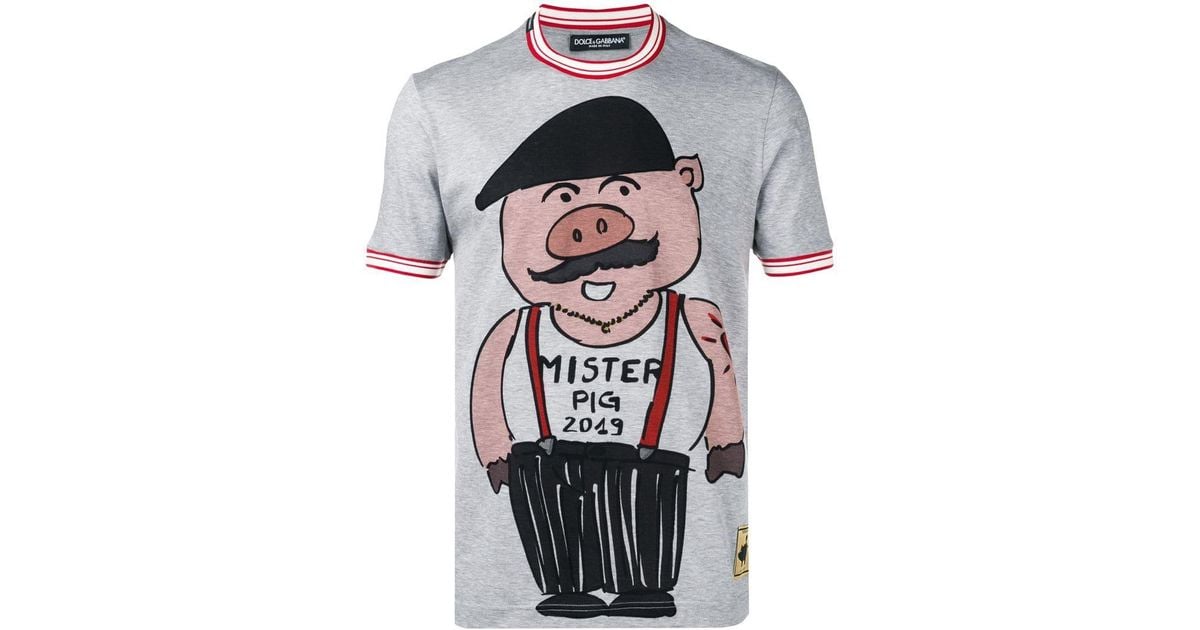 Dolce & Gabbana Cotton Mister Pig T-shirt in Grey (Gray) for Men | Lyst