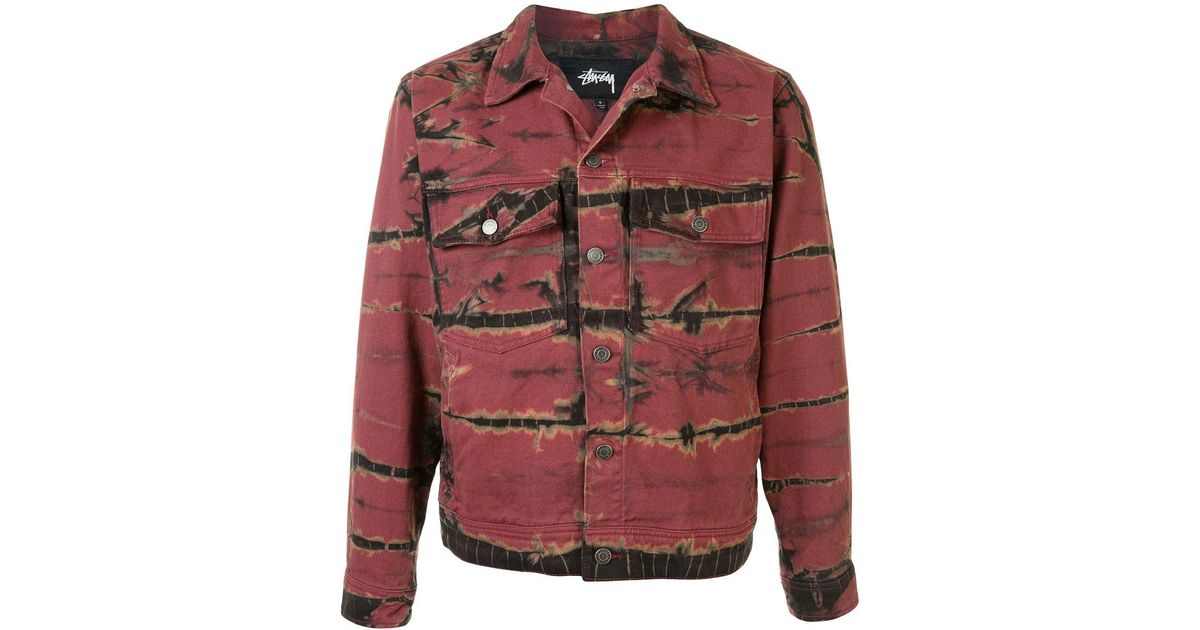stussy tie dye trucker jacket