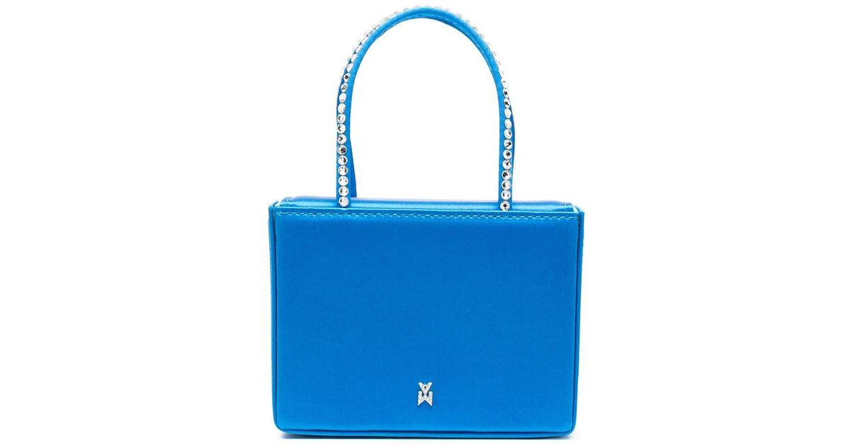 AMINA MUADDI Leather Crystal-embellished Tote Bag in Blue - Lyst