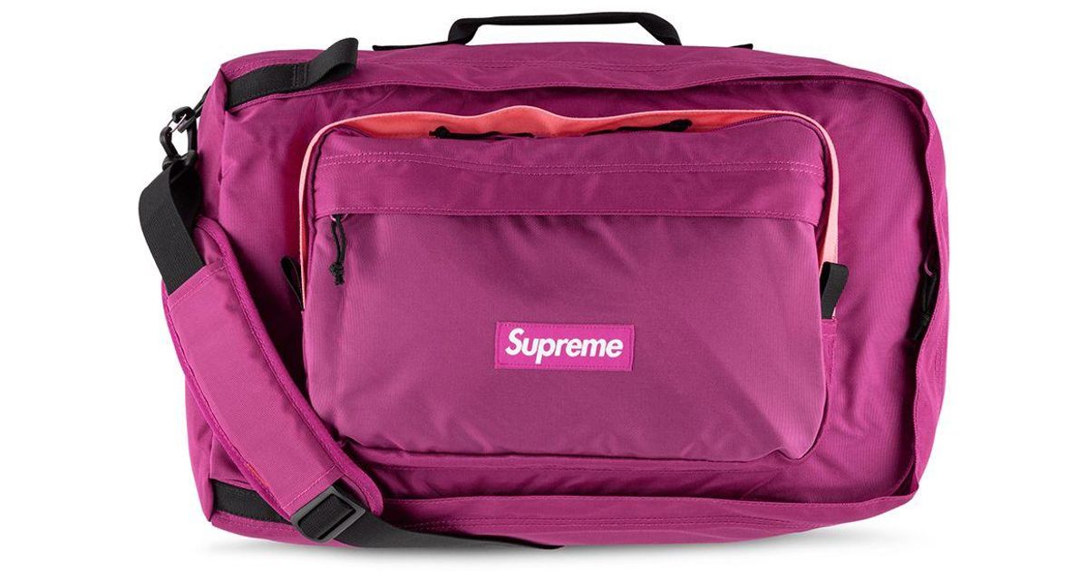 Supreme Logo Duffle Bag in Pink | Lyst