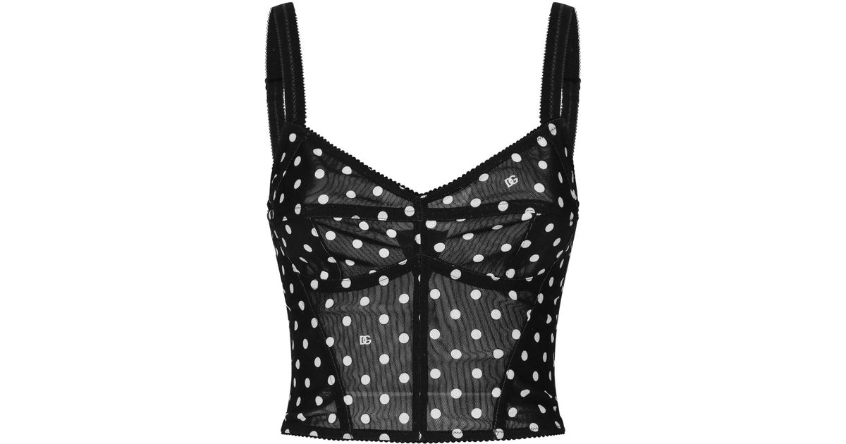 Dolce & Gabbana Polka-Dot Corset Top in Grey | Lyst UK