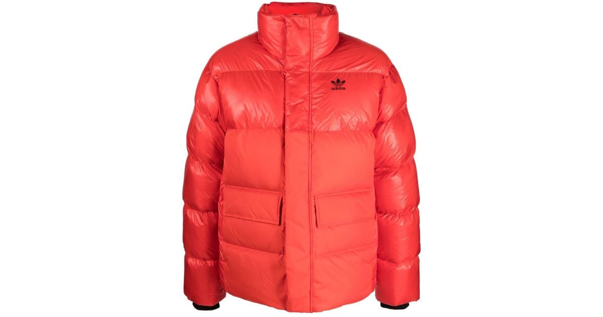 adidas Trefoil-logo Padded Jacket in Red for Men | Lyst