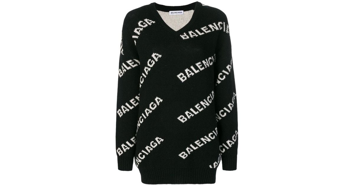 balenciaga v neck logo sweater