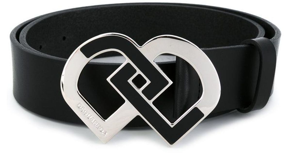DSquared² Leather 'dd' Buckle Belt in Black - Lyst