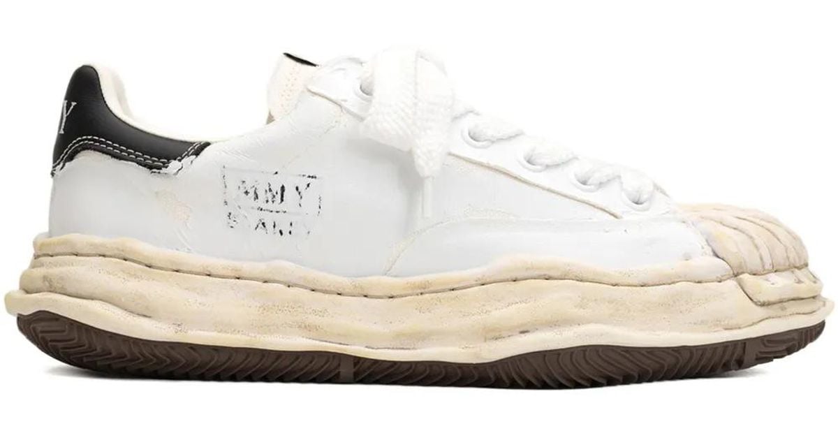 Maison Mihara Yasuhiro Torn-Film Attached Canvas Sneakers in White | Lyst