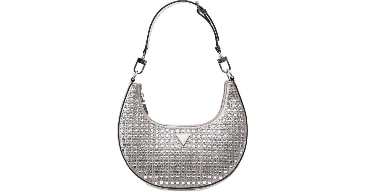 Guess Lua Rhinestone-Embellished Shoulder Bag in Gray | Lyst