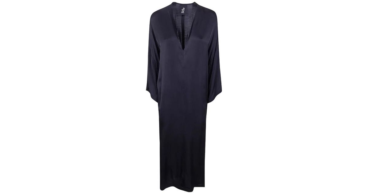 Thom Merillin Robe Thom Krom V-Neck Midi Dress in Black | Lyst