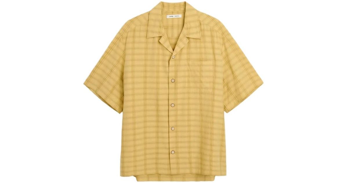 Cmmn Swdn Ture Check-Pattern Button-Down Silk Shirt in Yellow for 