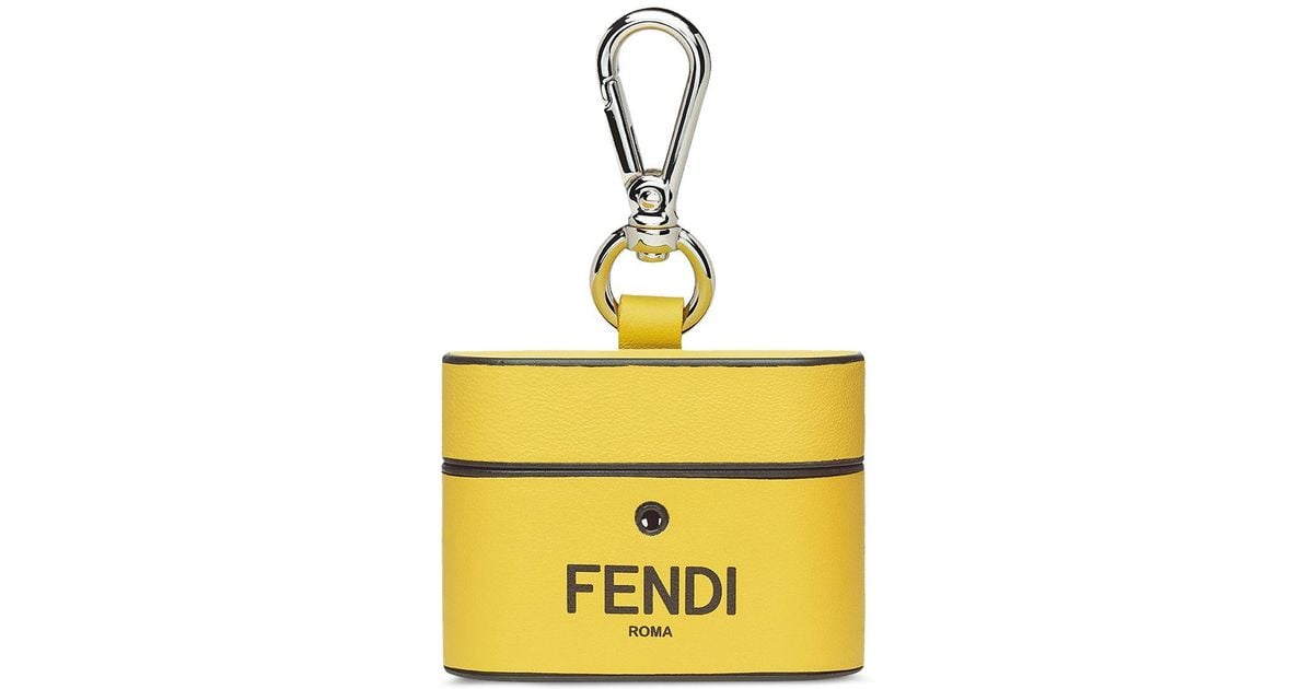 Fendi Leather Logo Print Airpods Pro Case in Yellow for Men | Lyst