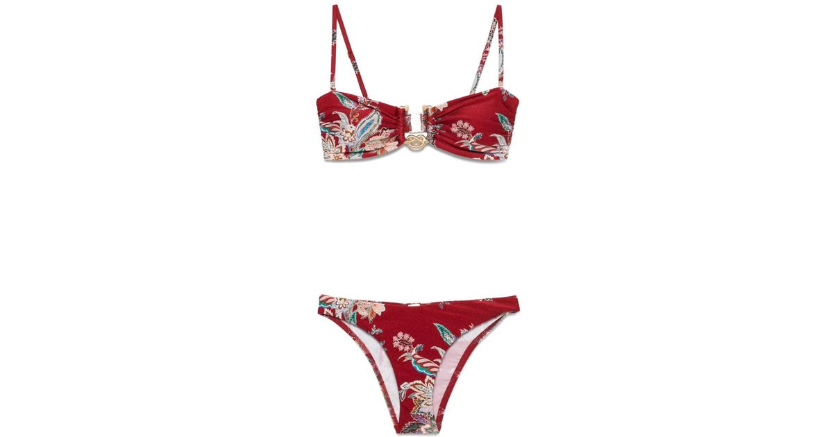 Zimmermann Rhiannon Knot Trim Bikini in Red | Lyst