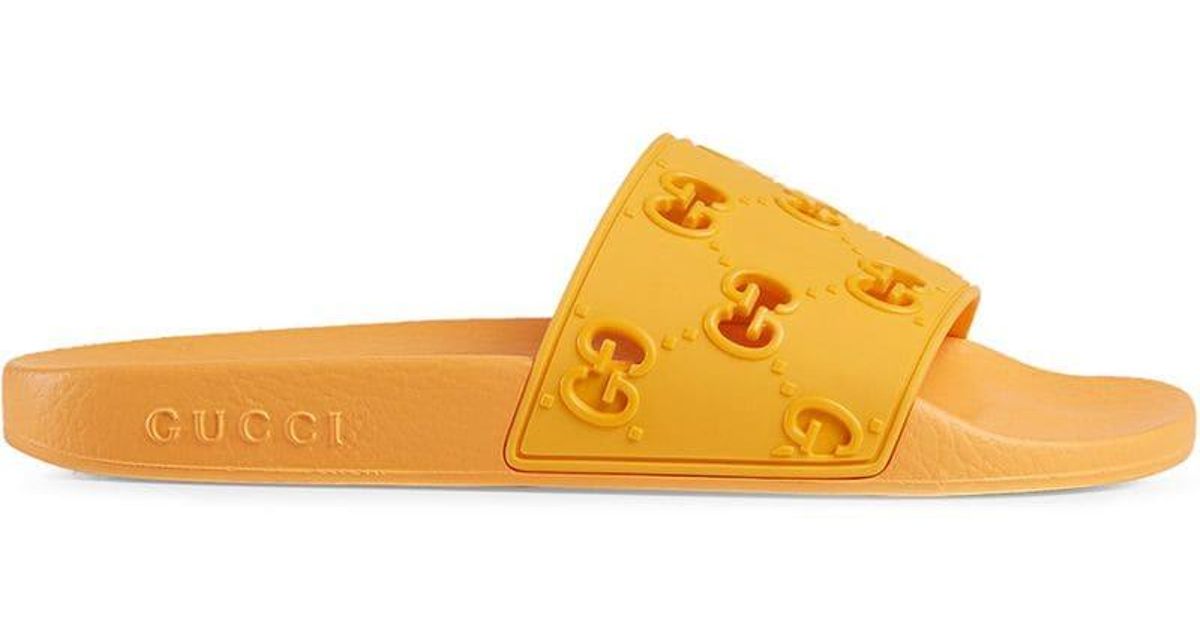 orange gucci flip flops