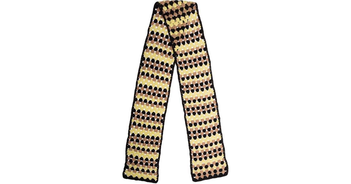 Ganni Wool Crochet Knitted Scarf in Black | Lyst