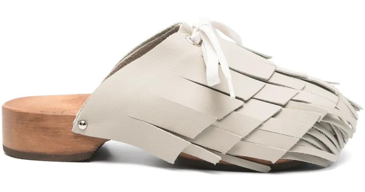 サンダル・ミュール Jejia Fringe-Detail Leather Clogs Jejia Fringe-Detail Leather Clogs Sandals | THE LIST
