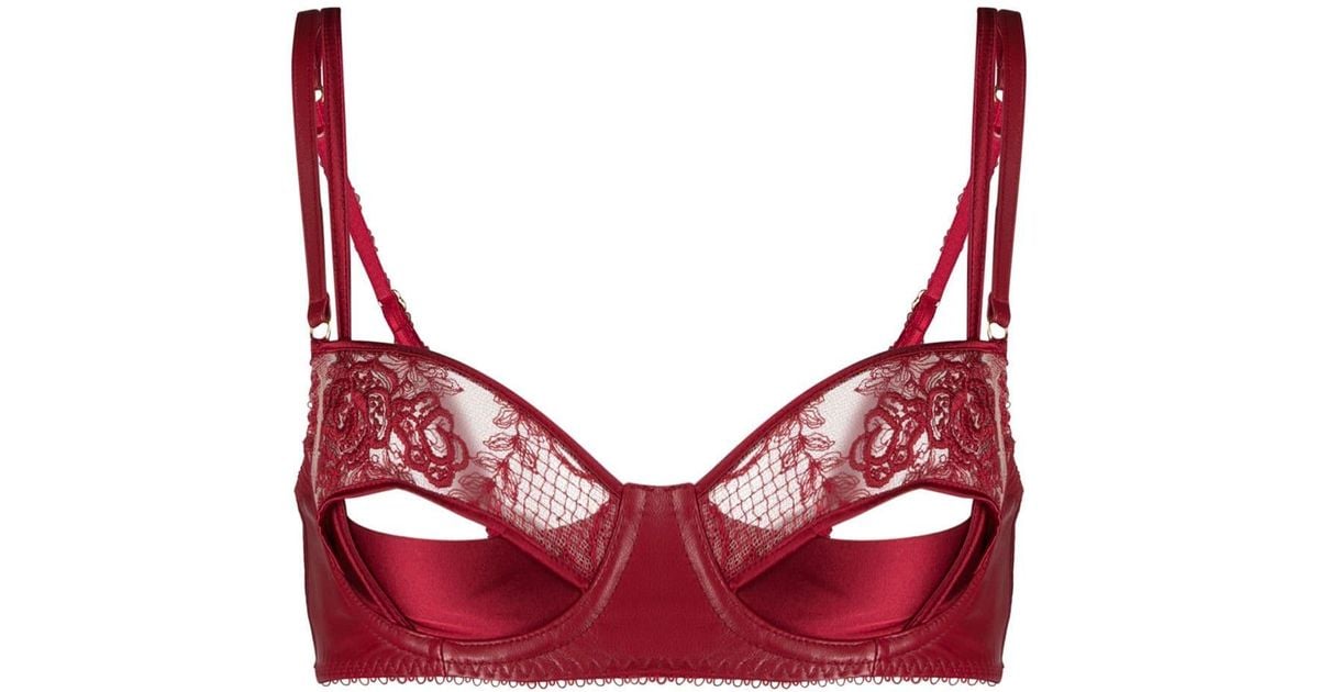 Loveday London Le Rouge Quarter Cup Bra in Red | Lyst