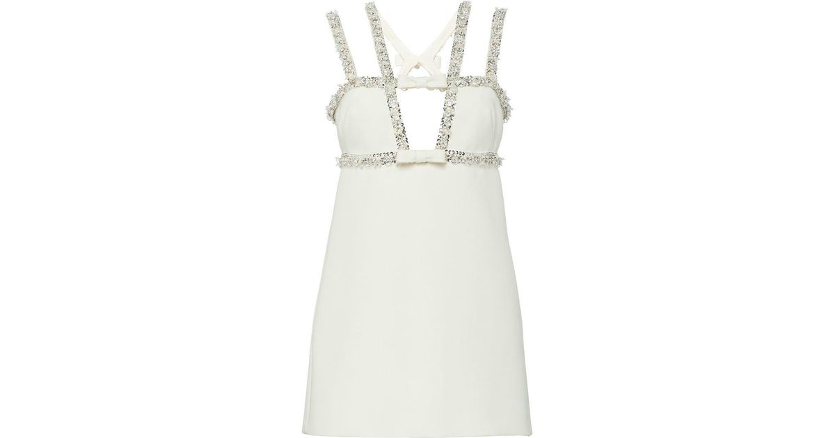 Miu Miu Jewel-trim Mini Dress in White | Lyst