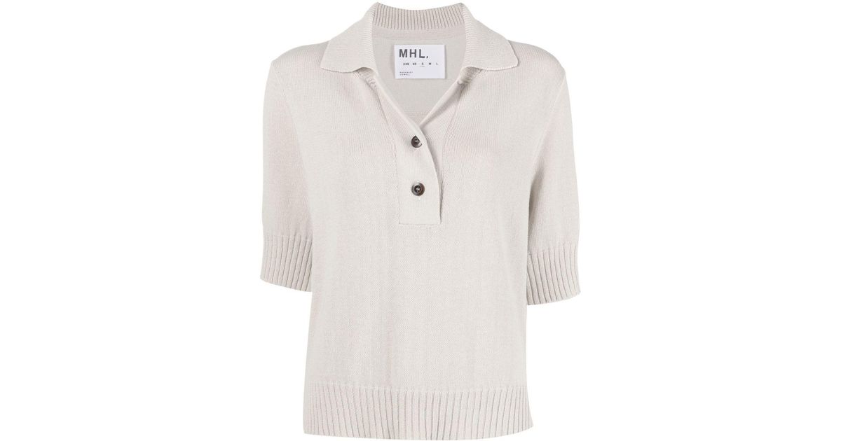 Margaret Howell Cotton Fine-knit Polo Shirt | Lyst